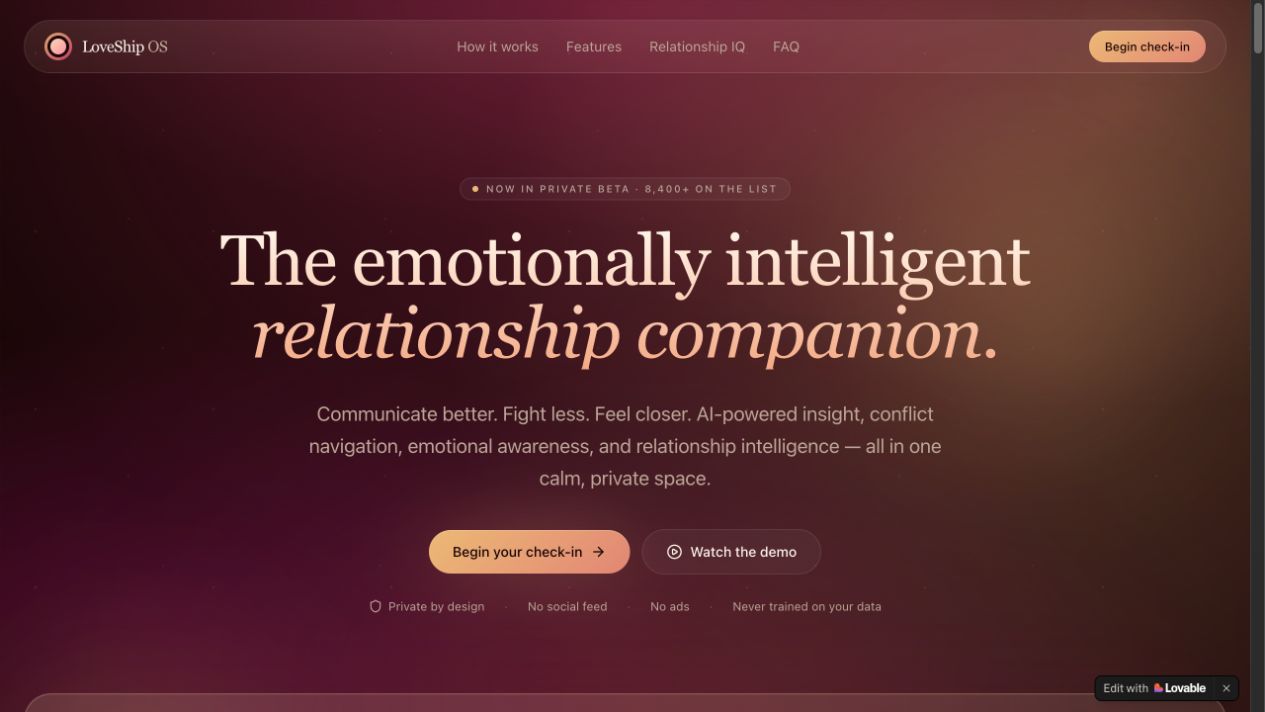 LoveShip OS relationship intelligence interface